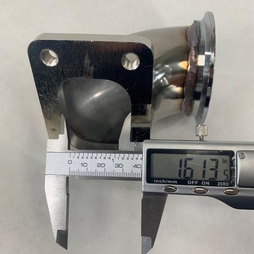 Mild Steel 90 Degree Turbo Charger Flange Adapter T2 4-Bolt to 2.5" V-Band - Picture 5 of 12
