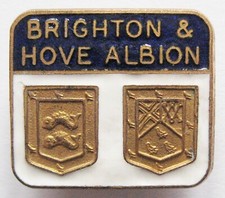 BRIGHTON - Fantastic Vintage Enamel Football Pin Badge DUAL CREST Style