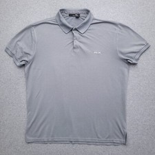 RLX Ralph Lauren Polo Shirt Large Snap Golf Stretch Gray Short Sleeve Mens
