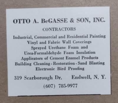 1971 Otto A. BeGasse & Son Construction Advertisement Endwell, New York