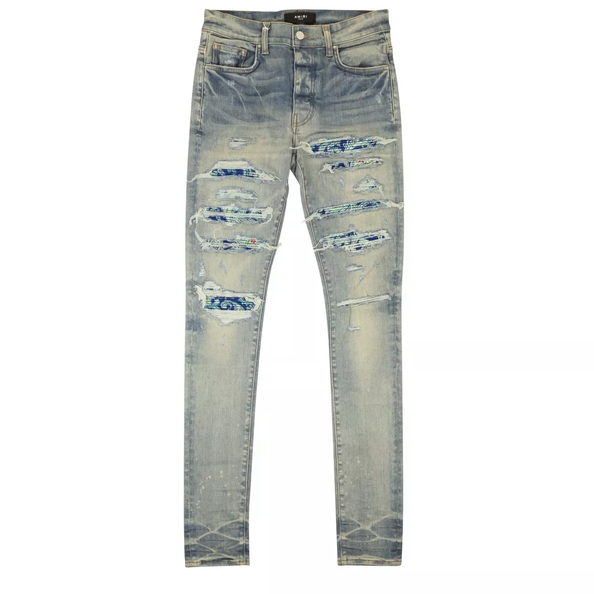 NWT AMIRI Clay Indigo Cotton Distressed PJ Thrasher Jeans Size 32/42 $1550