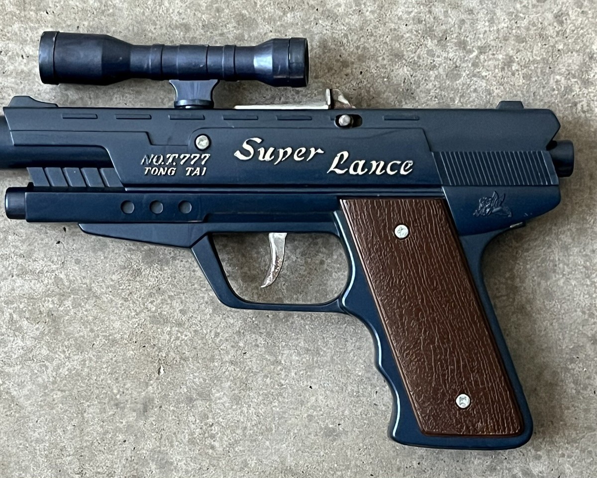 Vintage Pistol Cap Gun Super Lance No. T 777 w/Scope by Tong Tai