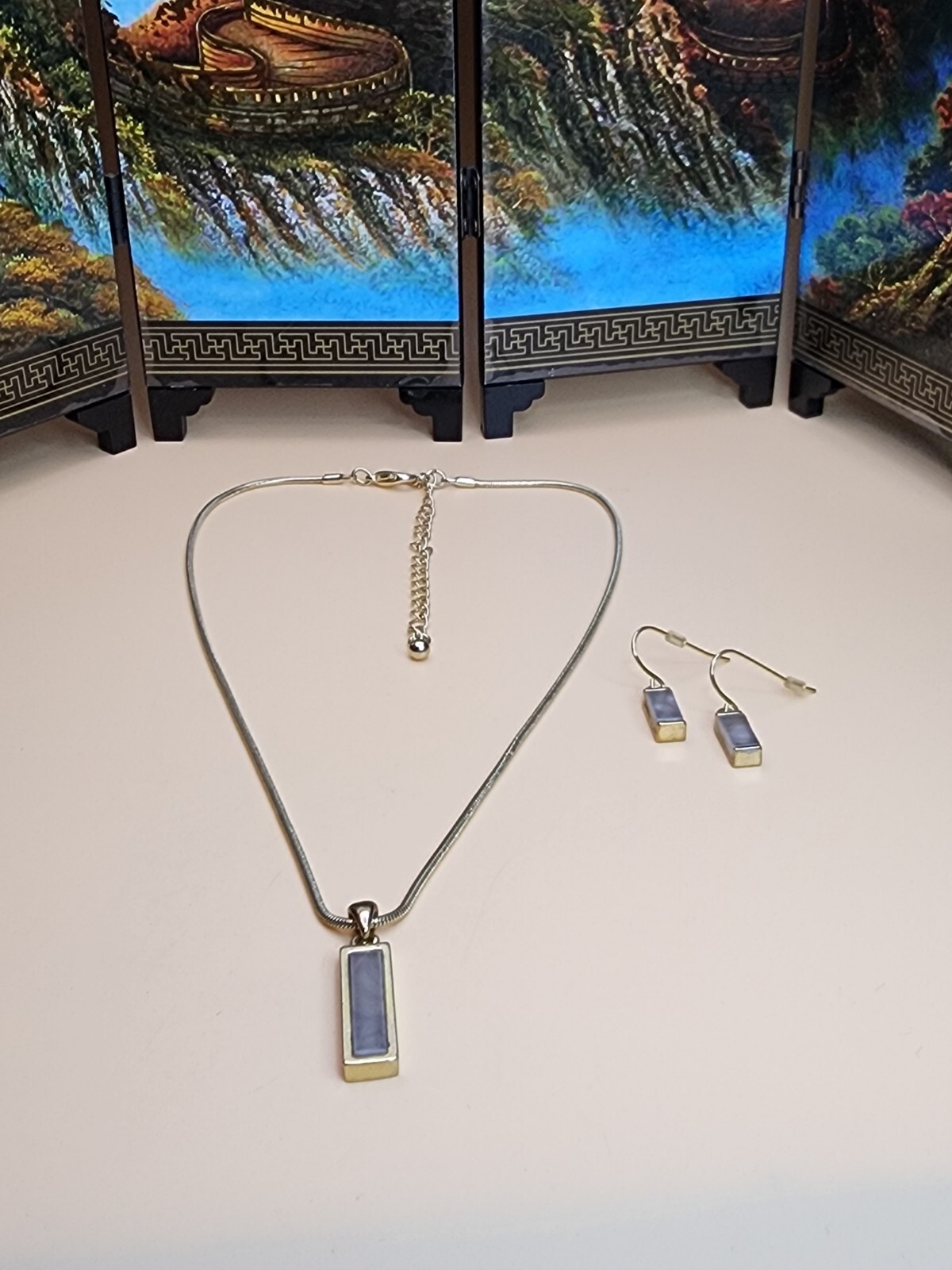 Rectangular Bezel Set Stone Pendant Gold Plate Sn… - image 2