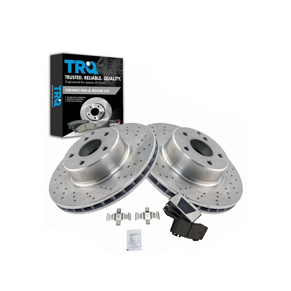 Nuevo kit de pastillas de freno y rotor de disco cerámico delantero TRQ para Mercedes Benz 2003-2006 Foto 2 de 4