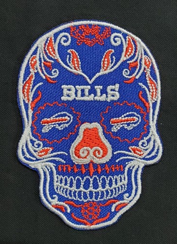 Buffalo Bills Sugar Skull Football Embroidered Iron On Patch - Picture 8 of 8