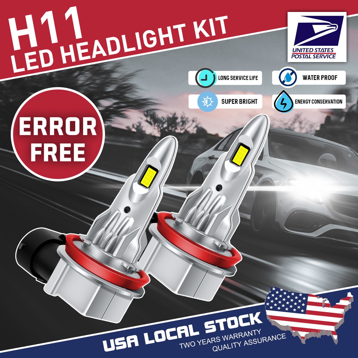 H1 LED Headlight Kit High Low Beam Bulb Super Bright 6000K