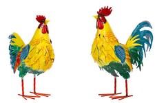 Schönes Metall Figurenpaar Hahn und Henne V1 Set Gartenfigur Dekofigur Metallart