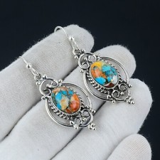 Arancio Spinoso Ostrica Gemma Artigianale 925 Orecchini Argento Sterling Per