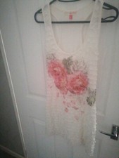 Miso Size 8 Cream White Floral Ruffle Overlay Dress