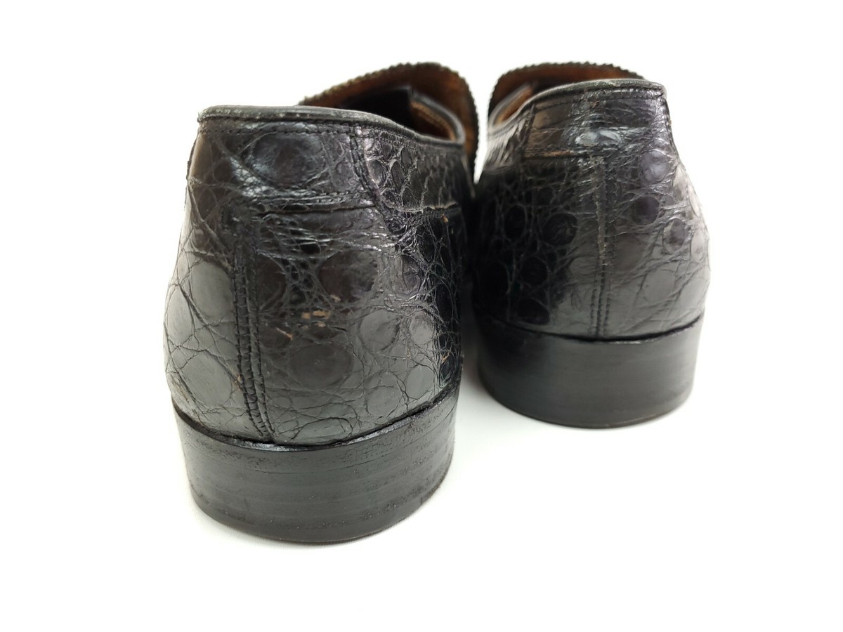 Vintage Stuart McGuire Slip-on Loafers Size 7.5 D Genuine Alligator Black Shoes Classic Men main image 4