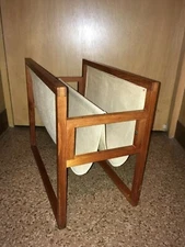 Nice Teak & Canvas Magazine Rack by Kai Kristiansen for Sika 1960s Danish MCM 