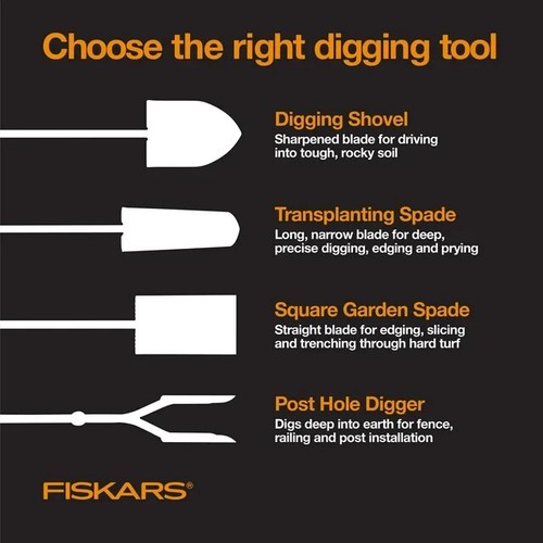 Fiskars 57" Steel Digging Shovel Steel Handle - Picture 5 of 5