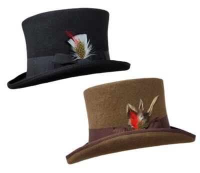 Mad Hatter Gentlemen Magic 6'' Tall Men's Victorian Style Top Hat