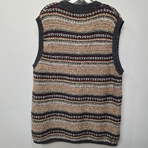 Vintage Van Heusen Sweater Vest Men Big & Tall XXL Stripe Chunky Grandpa Grunge - Picture 2 of 5