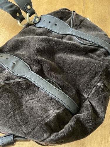 Vintage Y2K Juicy Couture Croc-Embossed Velour Black Satchel Bag - Picture 23 of 24