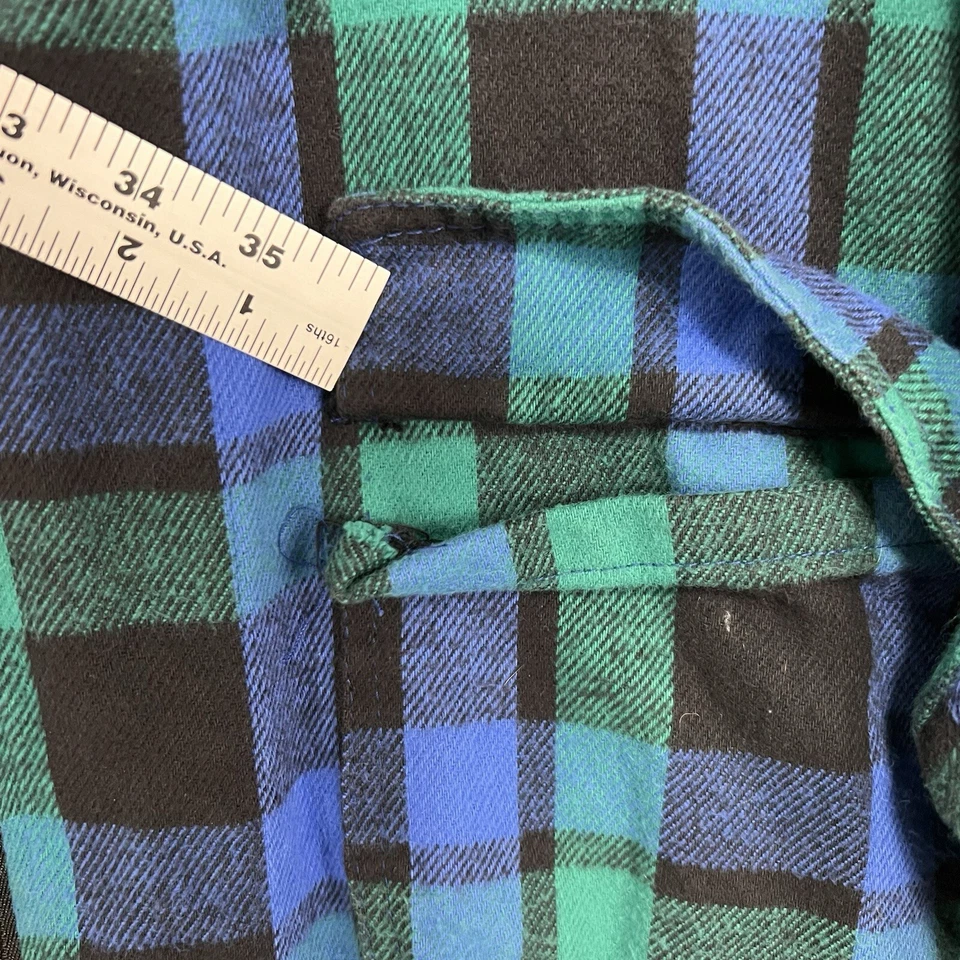 Chaqueta de Franela No Fear De Colección Para Hombre M Azul Verde A Cuadros Cremallera Completa Hecha en EE. UU. Foto 2 de 4