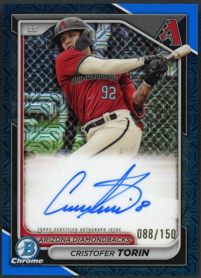 2024 Bowman Chrome Cristofer Torin BMA-CT Mega Box Auto Blue Refractor /150