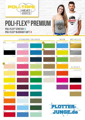 POLI-TAPE (23,02€m²) Poli-Flex Premium Flexfolie,Textilfolie freie Farbwahl ca.A4(30x20cm)