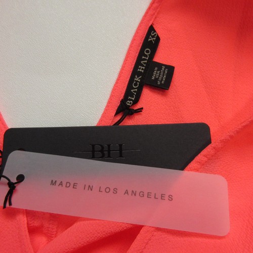 NWT Black Halo Sachi in Neon Melon Textured Crepe High Low Midi Dress XS - 第 4/8 張圖片