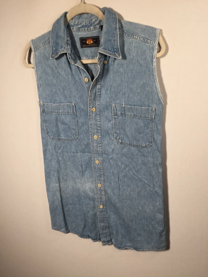 Route 66 Mujer Denim Azul Sin Mangas Botón Camisa Túnica Vestido Talla S Algodón Foto 2 de 4