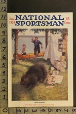1924 CAMPING OUTDOOR NATURE PROCUPINE QUILL FOSTER CANOE VINTAGE ART COVER VI06