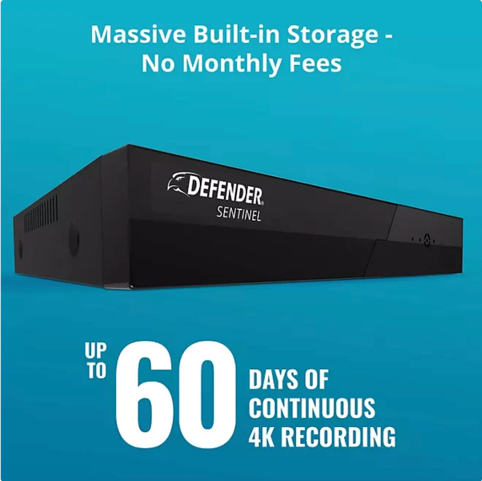 Defender Sentinel 4K Ultra HD POE Wired 12TB NVR Security System With 16 Metal - Image 2 of 4