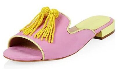 Sandalias planas Schutz Jannis rosa punta abierta sin cordones borla superior planas - Imagen 1 de 3