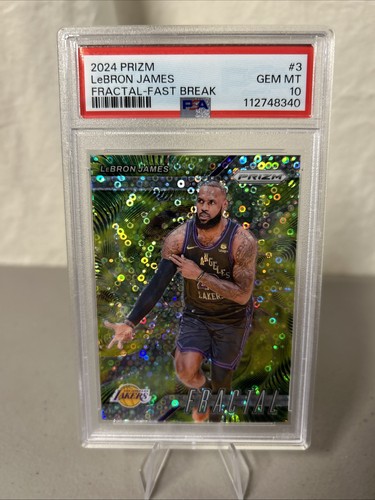 POP 5 PSA 10 2024-25 Panini Prizm Fractal LeBron James #3 Fast Break Prizm Disco