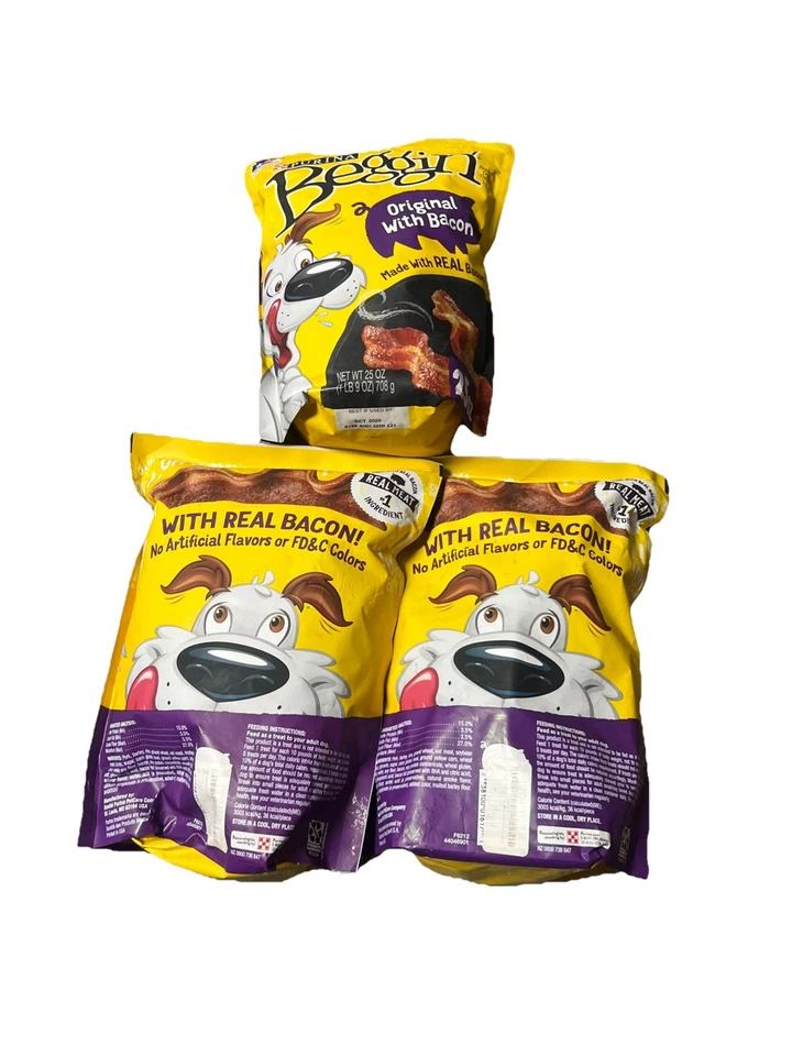 3 BIG BAGS Purina Beggin' Strips Dog Treats Original With Bacon 25 oz. Exp 10/25 - Image 2 of 2