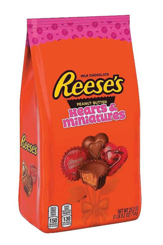 Reese's Valentine's Peanut Butter Heart & Miniatures Candy 1 lb 9 oz 100 +/- pcs - Picture 2 of 2