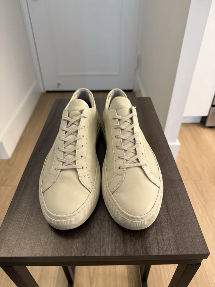 Common Projects Achilles Low Tofu Size 44 US 11 Off White Beige Leather  - Image 2 of 4