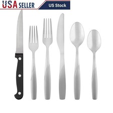 36-Piece Flatware Set 6 W/ Steak Knives Dishwasher Safe Stainless Steel New