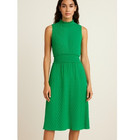 $298 Nanette Lepore Green Pleated Midi Dress Mock Neck Smocked Waist Size 4