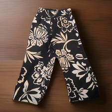 Maeve Anthropologie Floral Satin Smocked Wide Leg Pants Size Large