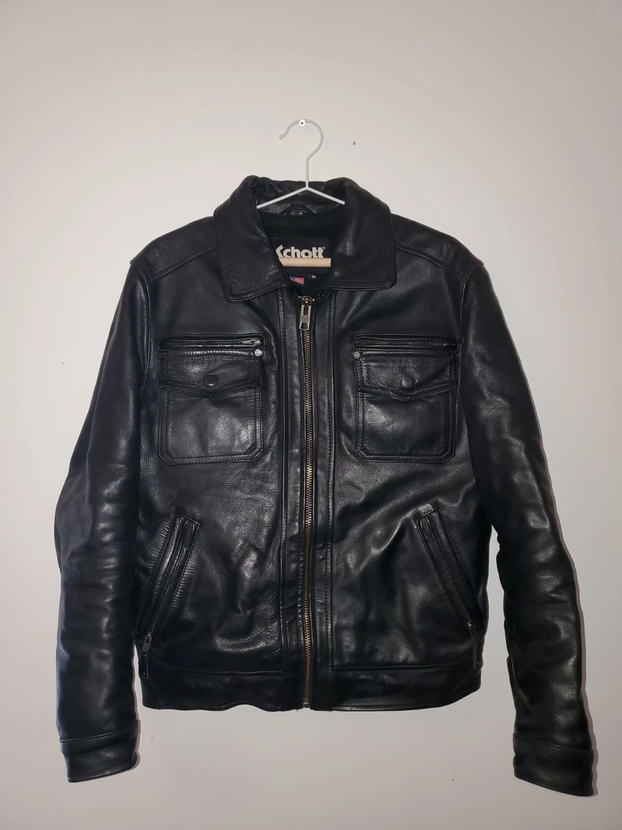 Veste En Cuir Taylor Pour Homme - Taille 40, Noir, Style Police - NEUVE Avec Imperfections (doublure Manquante)