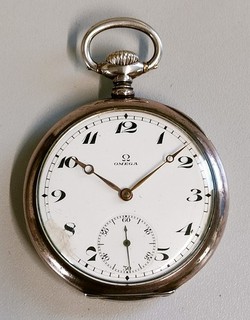 ANTICO OROLOGIO TASCA Omega ARGENTO 800 epoca ANNI 30 OLD POCKET WATCH montre