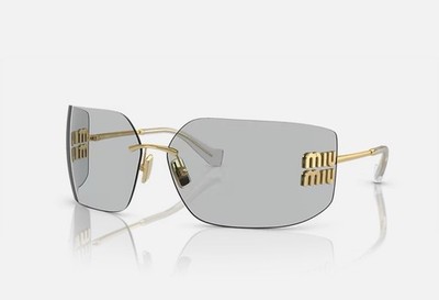 Mui Mui Women's Gold Trimming And Grey Lenses Sunglasses