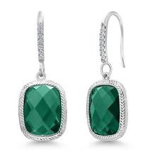 925 Sterling Silver Nano Emerald Drop Dangle Earrings For Women 4.60 Cttw,