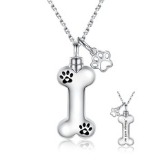 Dog Urn Necklace for Pet Ashes - Sterling Silver Pet fur Cremation Memorial K...