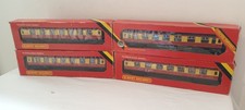 OO gauge EXCELLENT 4x Hornby R437 LMS Stanier Coach BR Crimson Cream M4329
