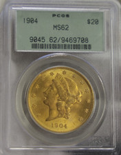 1904 US $20 Liberty Gold Piece PCGS MS62 Old Green Label PQ