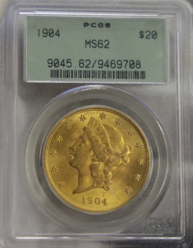 1904 US $20 Liberty Gold Piece PCGS MS62 Old Green Label PQ
