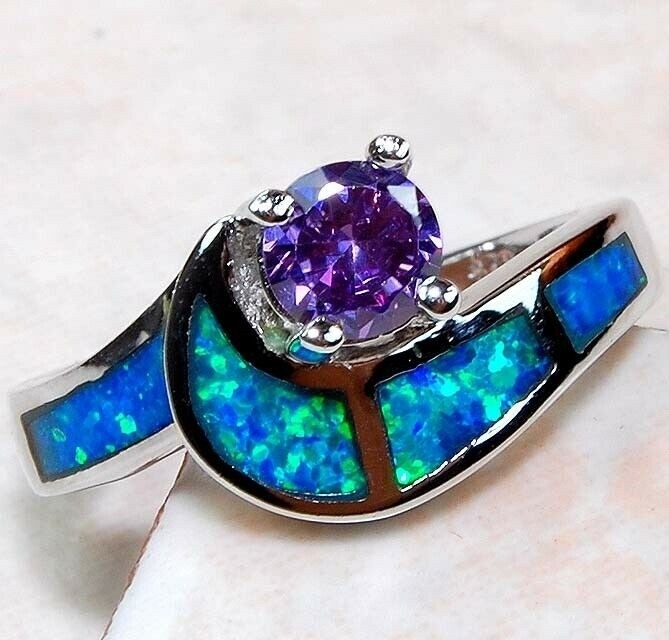 1CT Amethyst 925 Sterling Silver Ring Sz 6 GA4-2