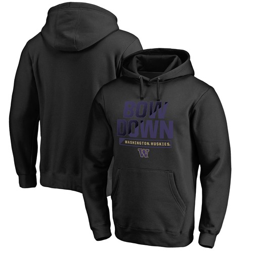 Felpa con cappuccio pullover fiocco uomo nero collezione Washington Huskies Hometown