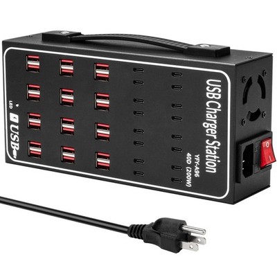 Multiple USB Charging Station, RUANSZZ 40 Port 200 Watt (40A) USB~C Charger B...