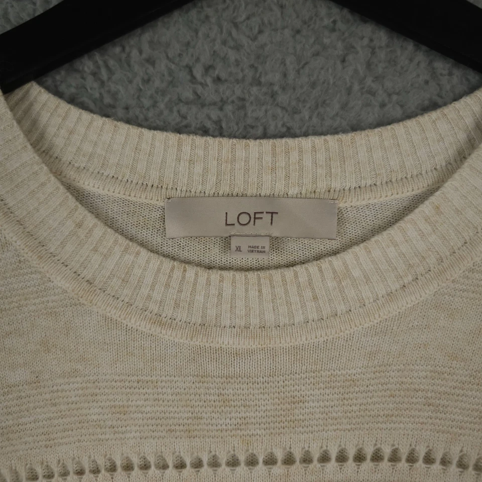 Ann Taylor LOFT Tunic Sweater Women XL Heather Beige Wool Blend Lightweight Knit - Image 3 of 4