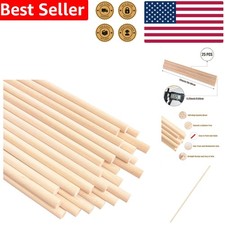 Crafting Wood Dowels 1/4x12 Inch - 25PCS Natural Hardwood Rods for Projects