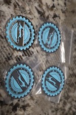 Impala Wire Wheel Knock Off Metal Chips Baby Blue Chrome Set Of 4