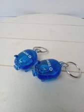 2 Chase Bank Pig Keychain Banking Advertising Logo Blue Acrylic NOS