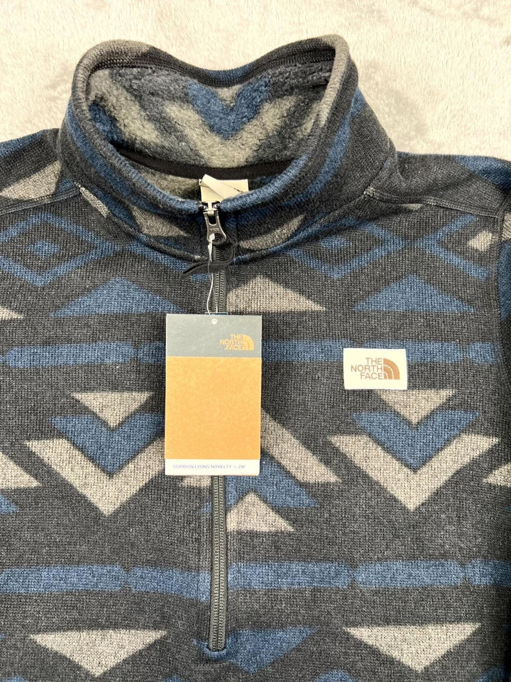 AOP North Face Gordon Lyons Fleece Sweater Mens Small Blue Aztec Quarter Zip - Image 3 of 4